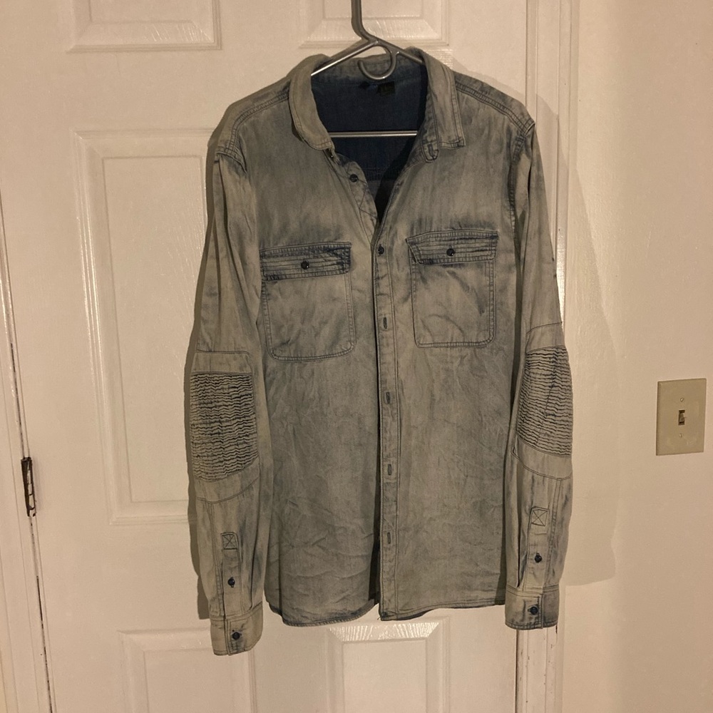 Denim motorcycle button down shirt (XL)